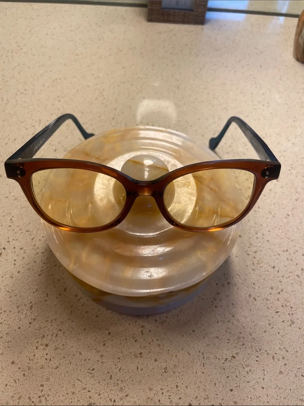 Anne et Valentin Carrington Eyeglasses Frames Amber & Teal As Is